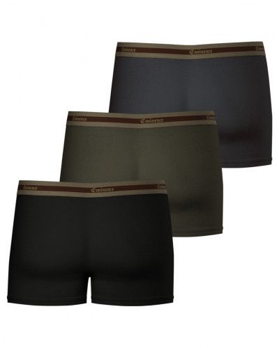 Lot de 3 boxers en coton biologique Eminence (Noir/Kaki/Gris)