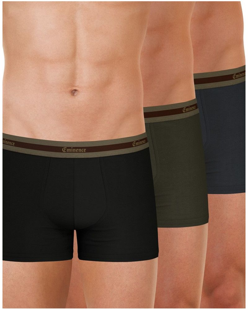 Set of 3 Eminence organic cotton boxer shorts (Black/Grey/Kaki)