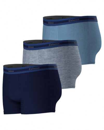 Lot de 3 boxers en coton biologique Eminence (Marine/bleu chiné/ciel)
