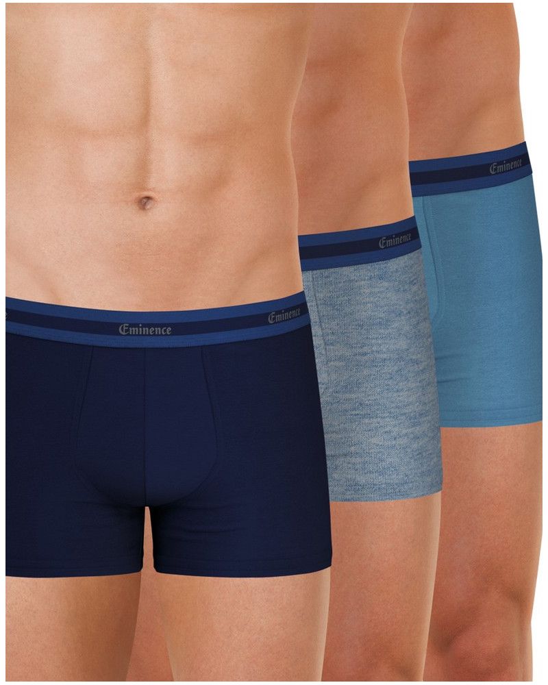 Set of 3 Eminence organic cotton boxer shorts (Marine/bleu chiné/ciel)