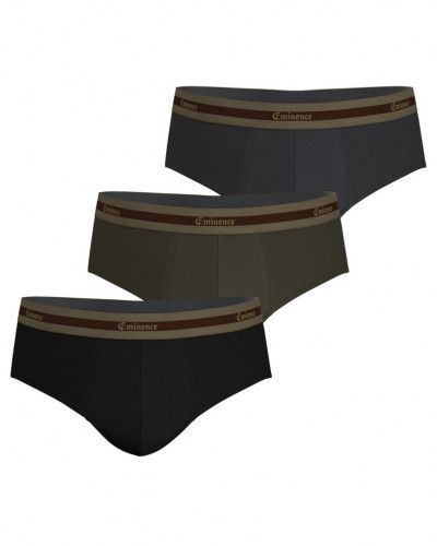 Pack of 3 briefs organic cotton Eminence Selection (Noir/Kaki/Anthracite)