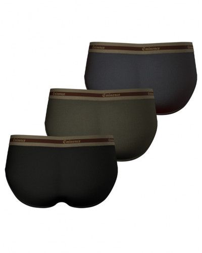 Pack of 3 briefs organic cotton Eminence Selection (Noir/Kaki/Anthracite)
