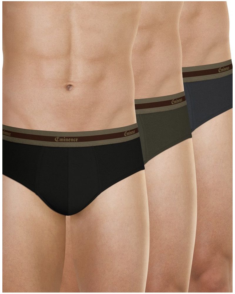 Pack of 3 briefs organic cotton Eminence Selection (Noir/Kaki/Anthracite)