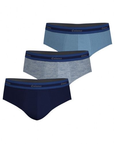 Paquete de 3 calzoncillos algodón orgánico Eminence Selection (Marine/Bleu Chiné/Ciel)