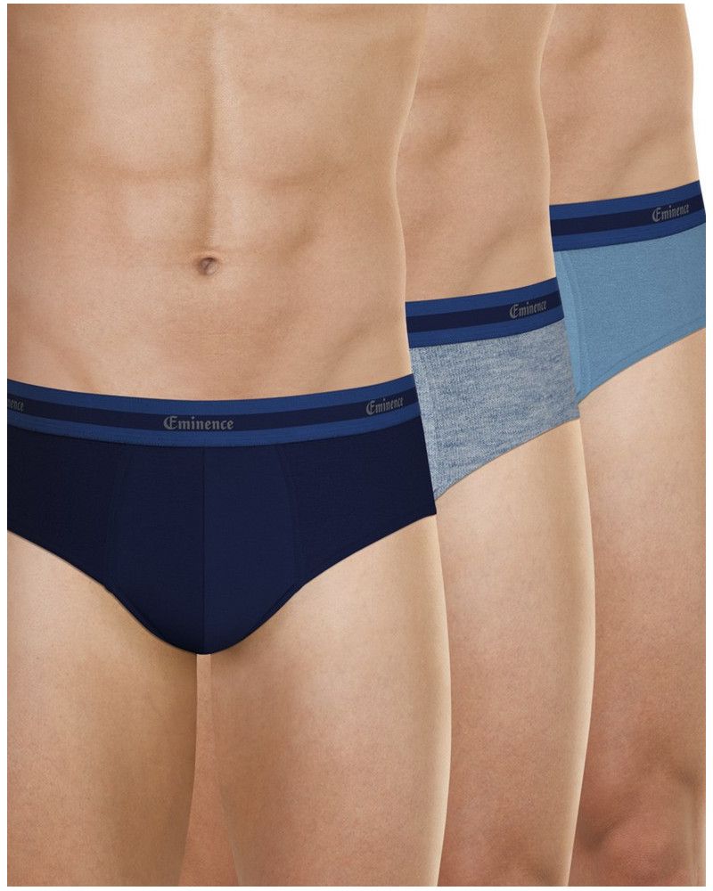 Pack of 3 briefs organic cotton Eminence Selection (Marine/Bleu Chiné/Ciel)