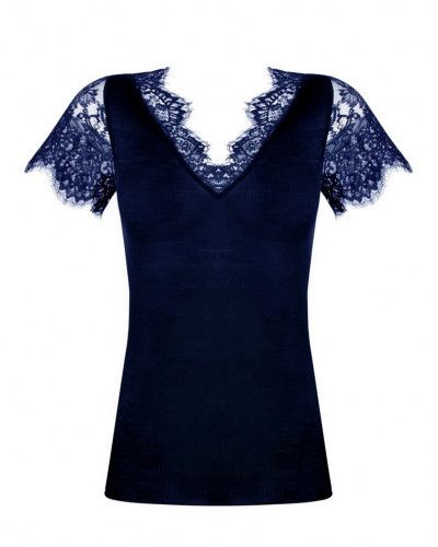 Tee-shirt manches courtes laine et soie Lise Charmel Plaisir Caresse (Pierre Bleue)