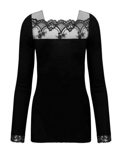 Tee-shirt laine et soie Lise Charmel Sublime en Dentelle (Noir)