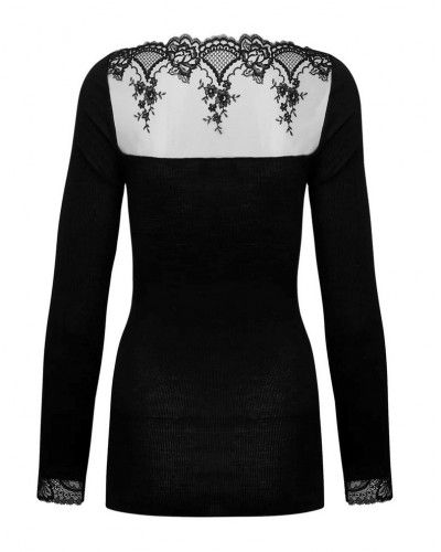 Wool and silk tee-shirt Lise Charmel Sublime en Dentelle (Black)