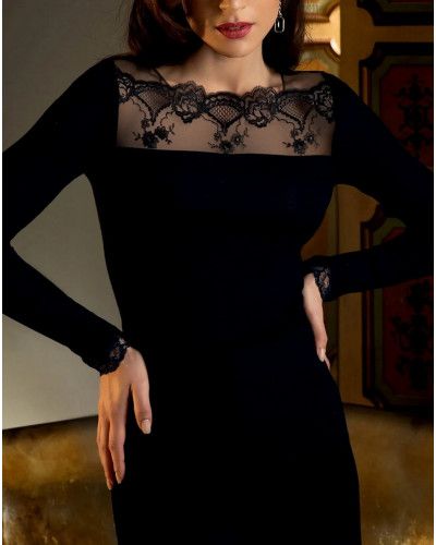 Camiseta lana y seda Lise Charmel Sublime en Dentelle (Negro)