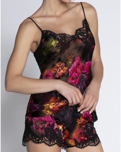 Pantalon corto devorado de seda Lise Charmel Floraison Passion (Safran Rose)