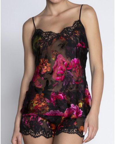 Pantalon corto devorado de seda Lise Charmel Floraison Passion (Safran Rose)