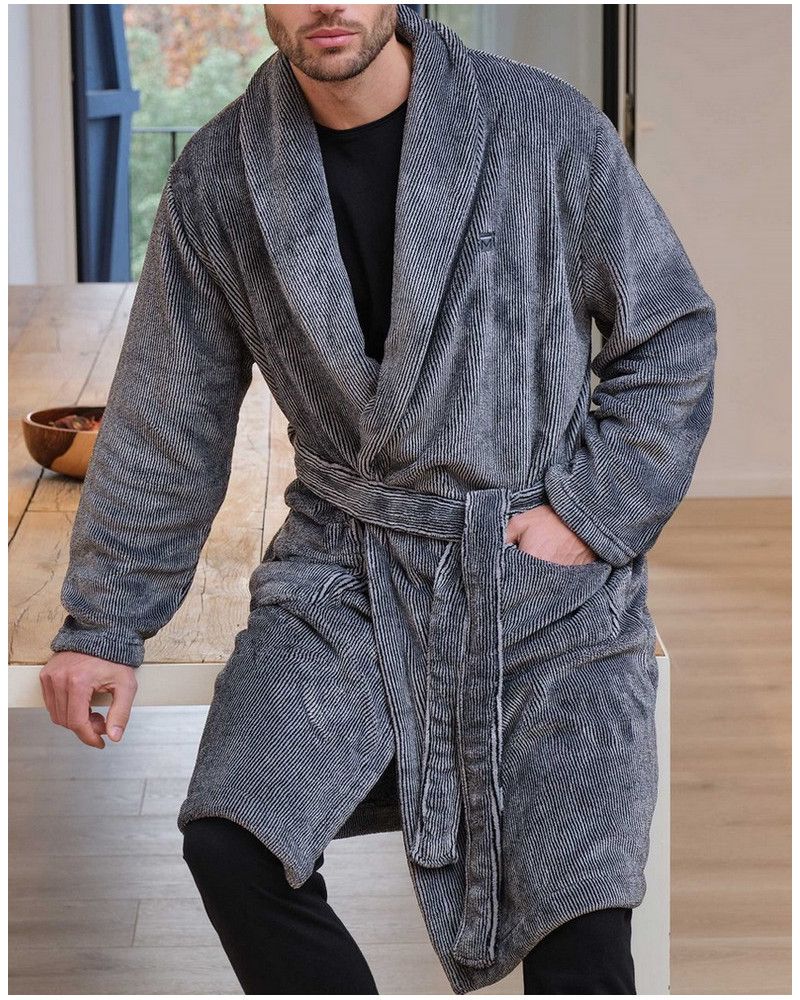 Bathrobe striped with pocket Massana (Multicolore)