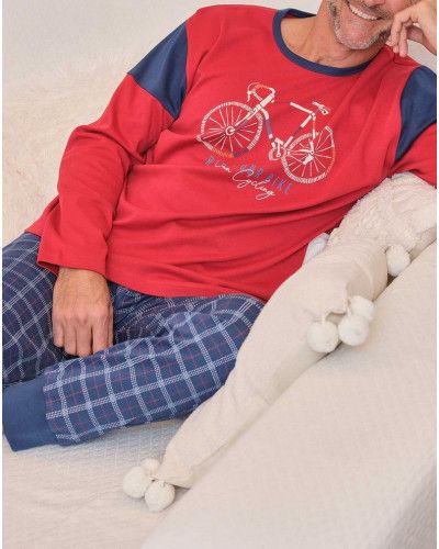 Pijama bicicleta de manga larga 100% algodón Massana (Multicolor)
