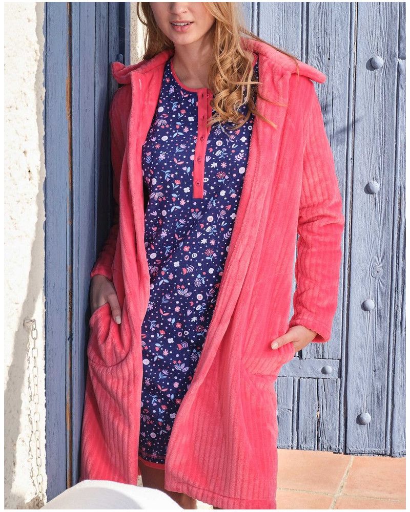 Bathrobe with collar Massana (Corail)