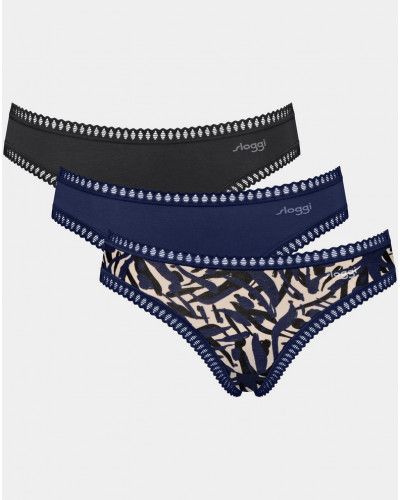 Slip mini coton Sloggi GO Crush (Lot de 3) (Noir/Marine/Imprimé)