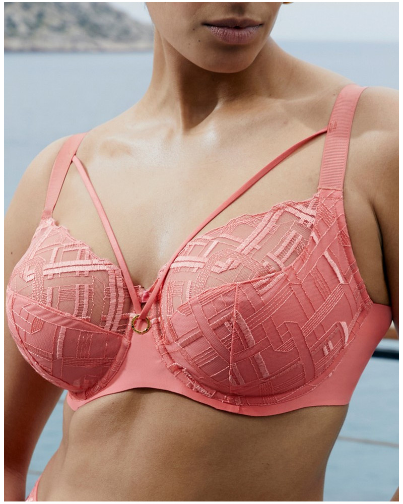 Sujetador con aros envolvente Chantelle Graphic Support (Corail)