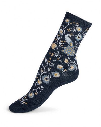 Chaussettes femme en coton Maison Broussaud Paon (Marine)