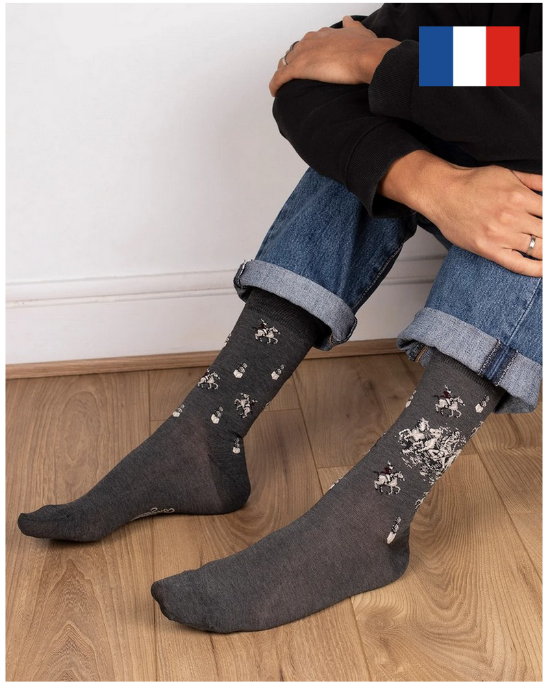 Men cotton socks Maison Broussaud La Fontaine (Gris)