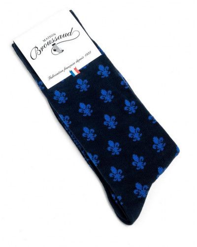 Chaussettes homme en coton Maison Broussaud Fleur De Lys (Marine)