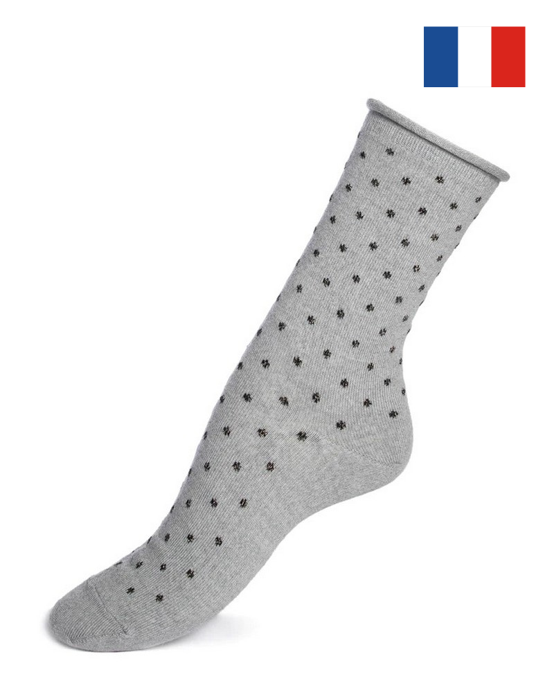 Women wool socks Maison Broussaud Pois Bord Roulotte (Gris)