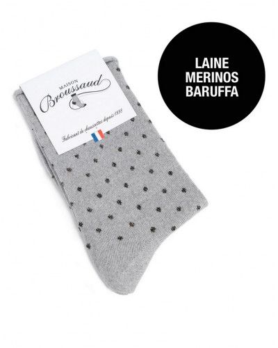 Women wool socks Maison Broussaud Pois Bord Roulotte (Gris)