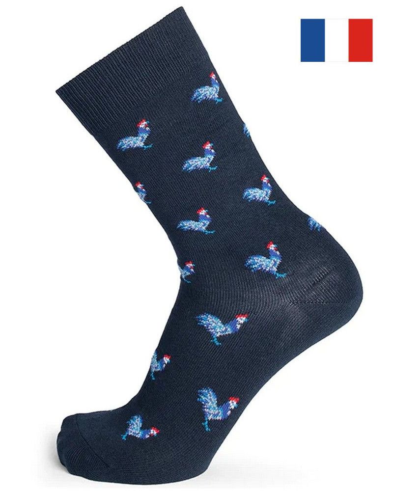 Men cotton socks Maison Broussaud Permanent Coqs (Marine)