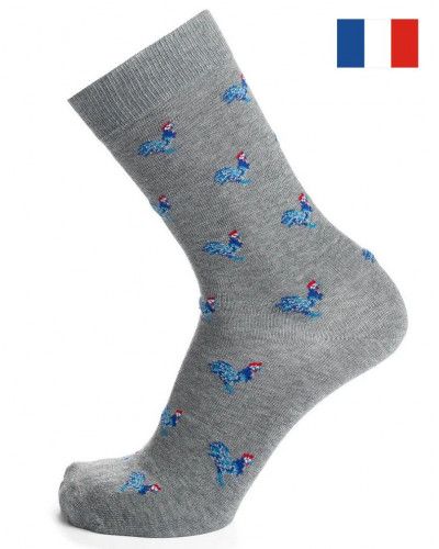 Men cotton socks Maison Broussaud Permanent Coqs (Gris)