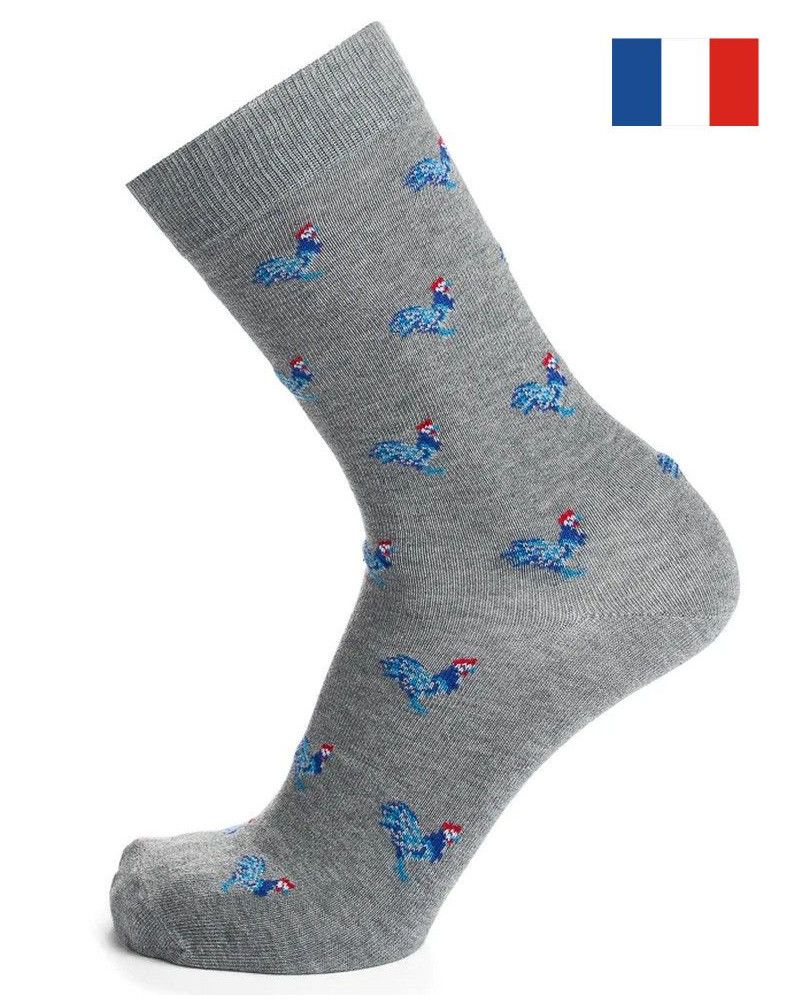 Calcetines de algodón de hombre Maison Broussaud Permanent Coqs (Gris)
