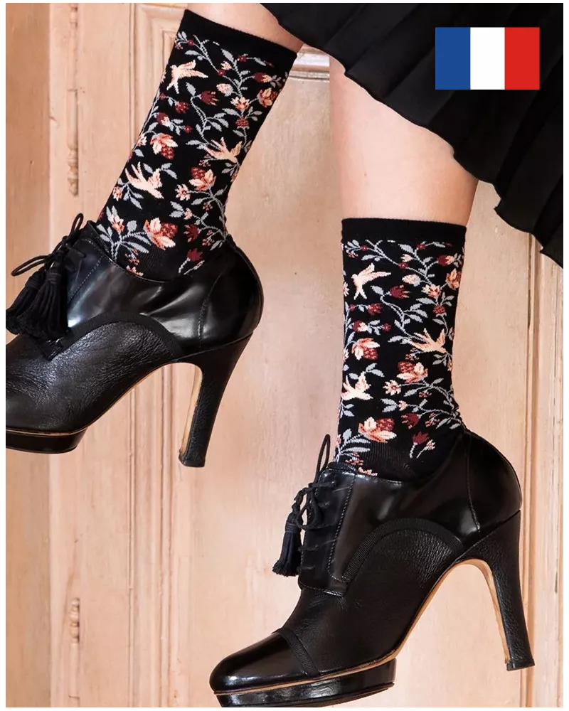 Chaussettes femme en coton Maison Broussaud Abussonaise (Noir)