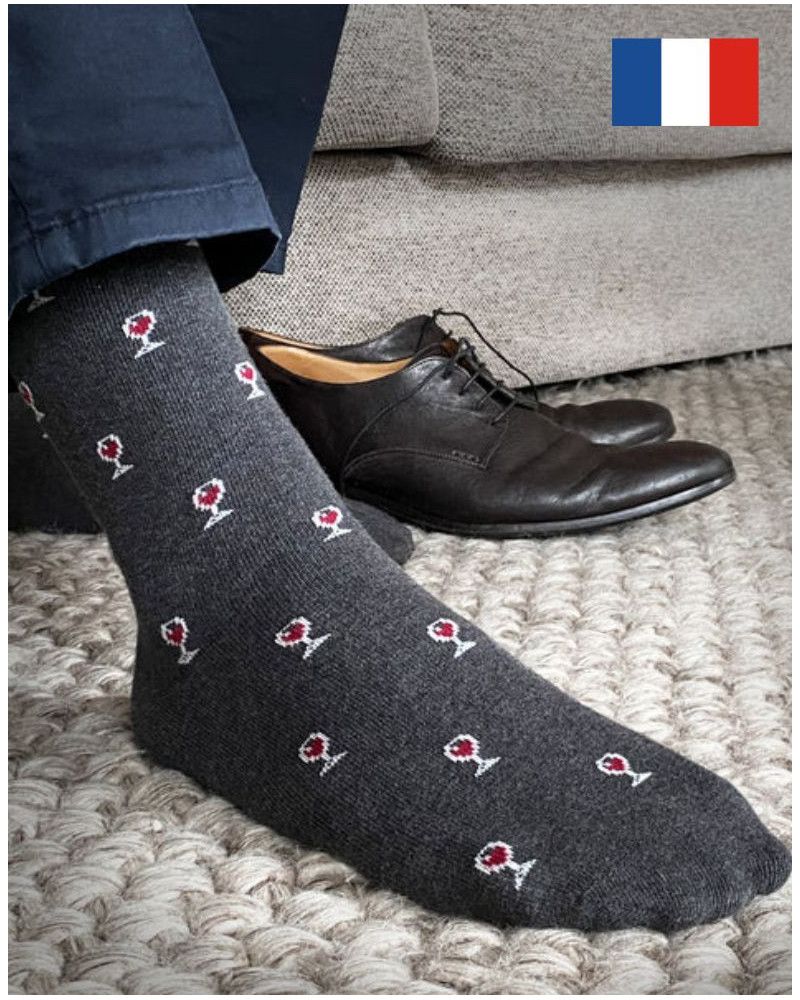 Men cotton socks Verres de Vin Maison Broussaud (Anthracite)