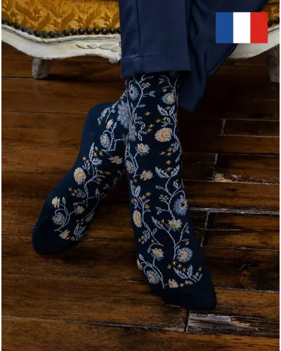 Chaussettes femme en coton Maison Broussaud Paon (Marine)