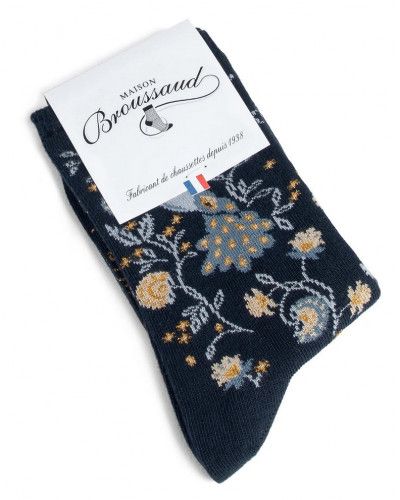 Calcetines de algodón de mujer Maison Broussaud Paon (Marine)