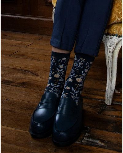 Calcetines de algodón de mujer Maison Broussaud Paon (Marine)