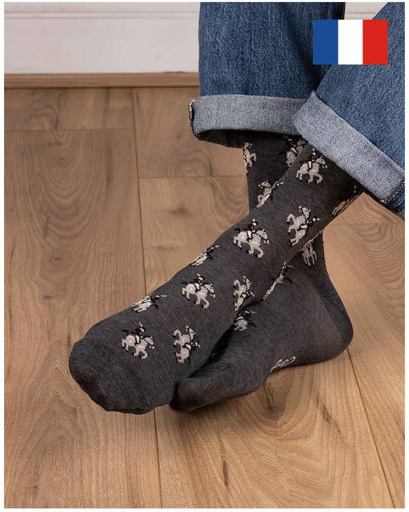 Calcetines de algodón de hombre Maison Broussaud Cavaliers (Gris)