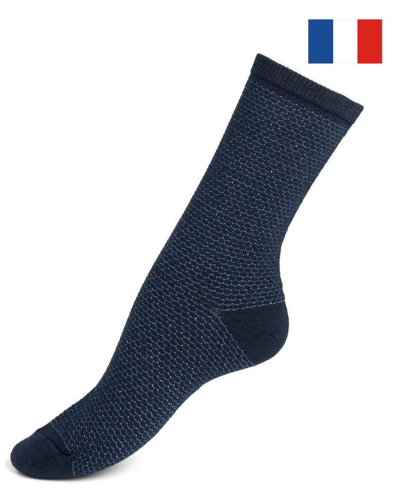 Women cotton socks Maison Broussaud Maille Fantaisie (Marine)