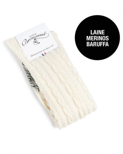 Chaussettes femme en laine Maison Broussaud Torsade (Ecru)