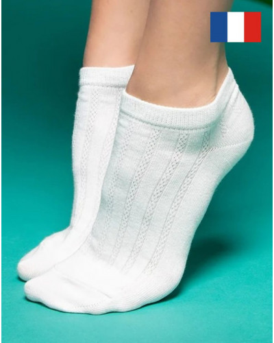 Women's cotton socks Maison Broussaud Les Côtes Ajourées (Ecru)