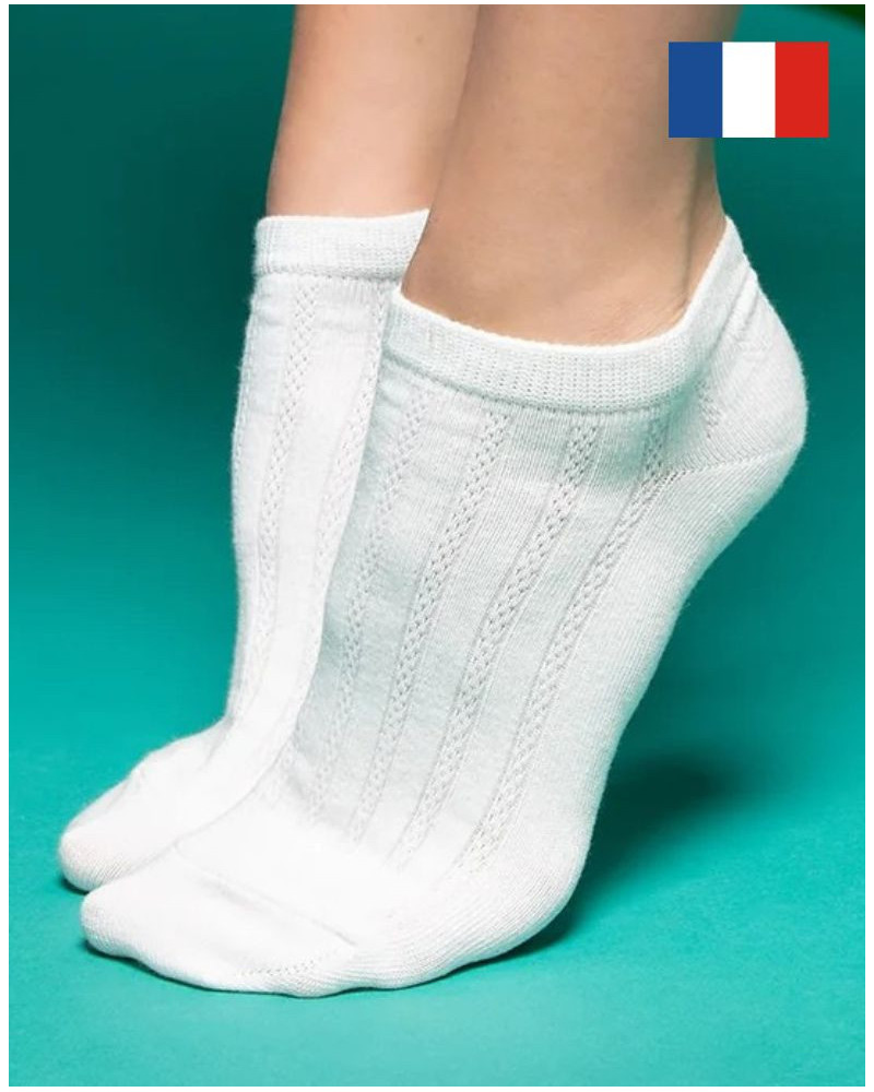 Calcetines de mujer en algodón Maison Broussaud Les Côtes Ajourées (Ecru)