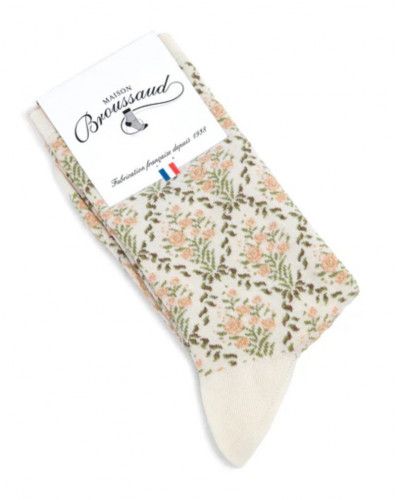 Calcetines de algodón de mujer Maison Broussaud Marie-Antoinette (Ecru)