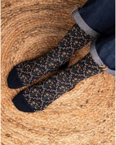 Chaussettes femme en coton Maison Broussaud Marie-Antoinette (Marine)