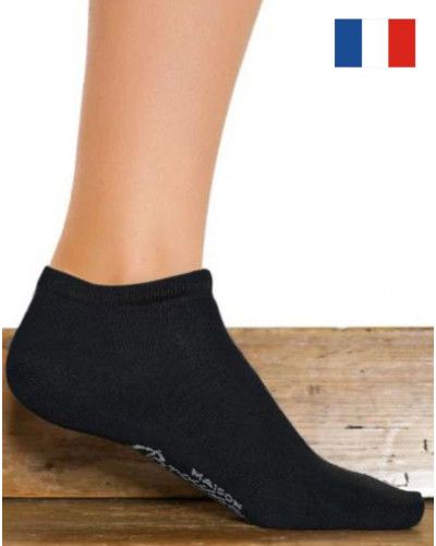 Socquette unie femme en coton Maison Broussaud (Noir)