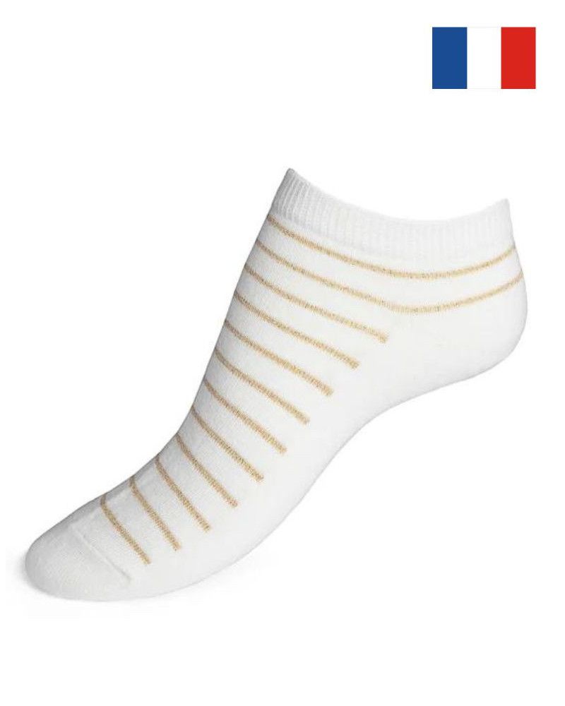 Calcetines de algodón para mujer Maison Broussaud Les rayées (Blanc/Doré)