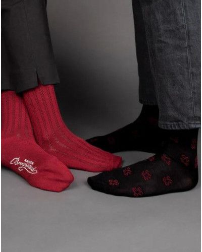 Calcetines de algodón de hombre Maison Broussaud Monogramme Royal (Noir bordeaux)