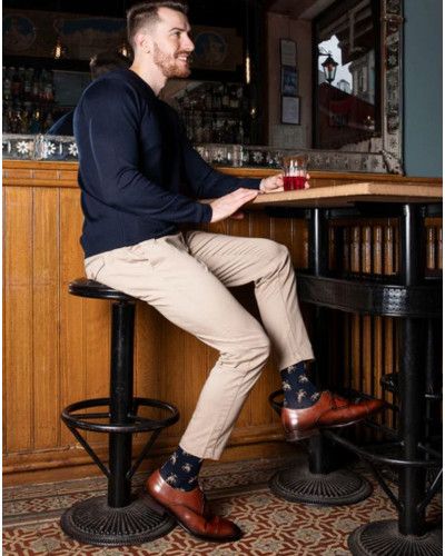 Chaussettes homme en coton Maison Broussaud Cavaliers (Marine)