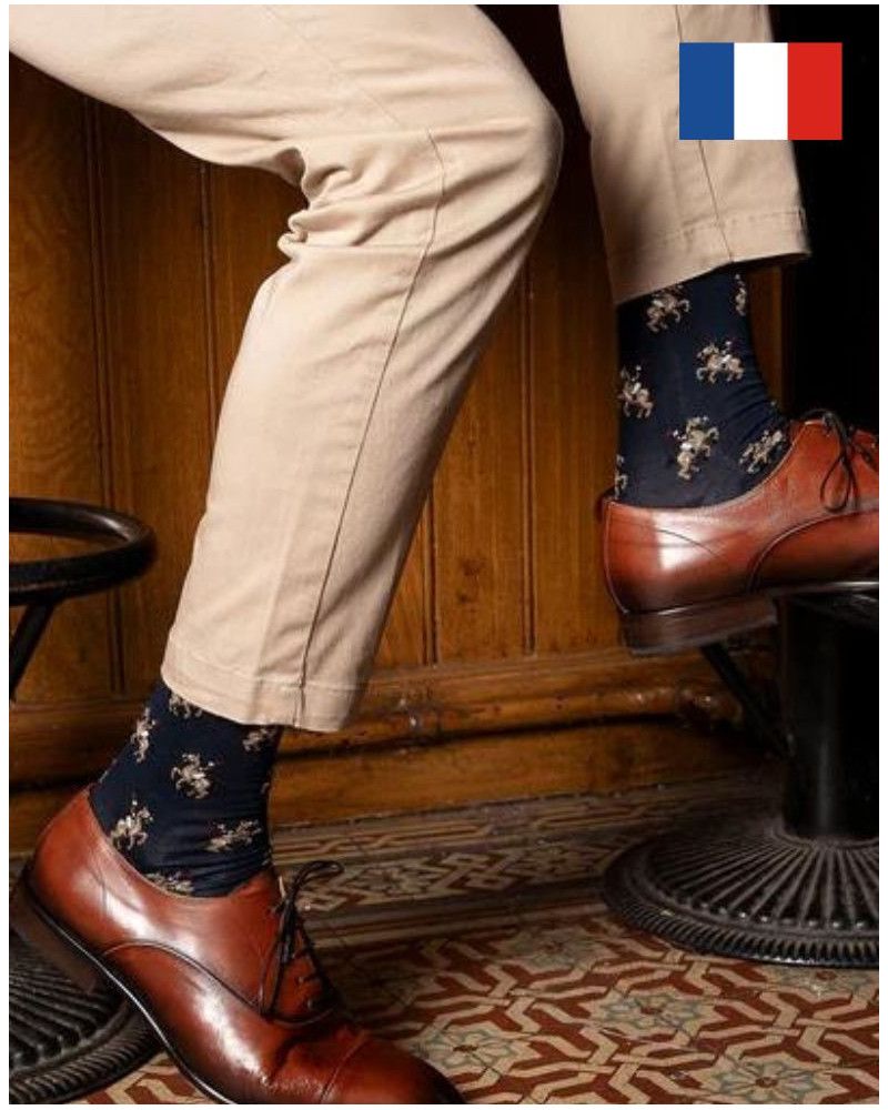 Men cotton socks Maison Broussaud Cavaliers (Marine)