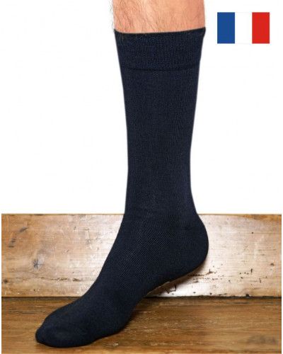 Calcetines de lana y seda para hombre Maison Broussaud uni (Marine)