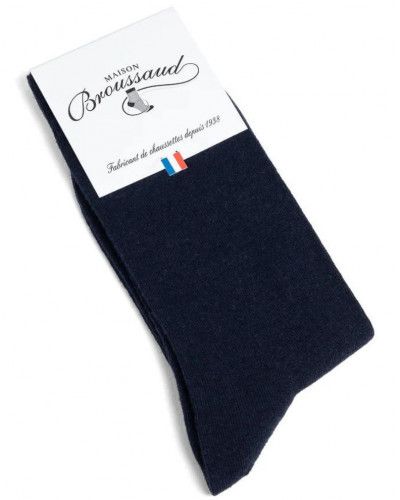 Men's wool and silk socks Maison Broussaud uni (Marine)