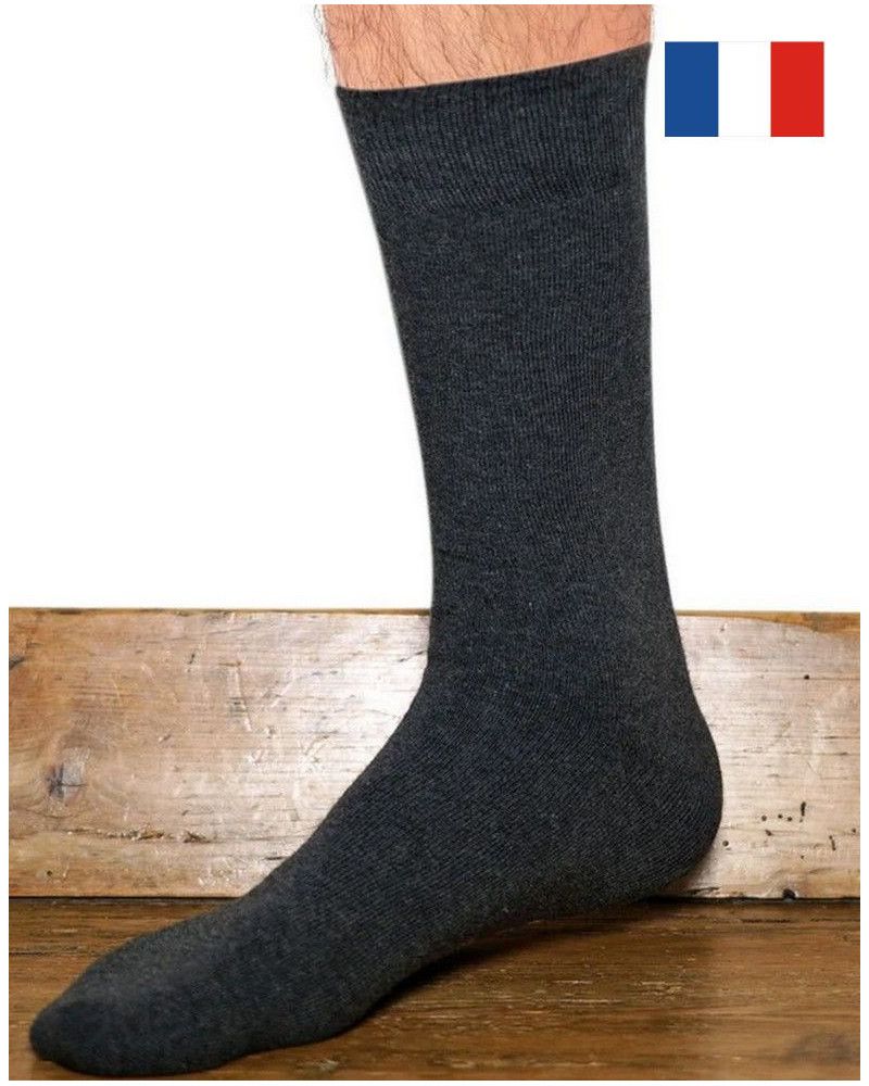 Calcetines de lana y seda para hombre Maison Broussaud uni (Anthracite)