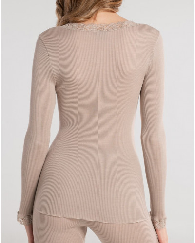 Long Sleeve Top wool and silk Oscalito 3404 (Beige)