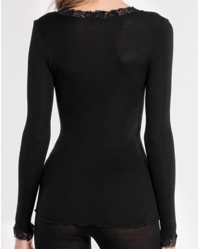 Long Sleeve Top wool and silk Oscalito 3404 (Black)